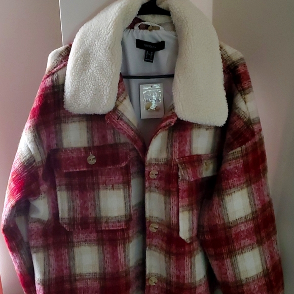 Plus Size Forever 21 Plaid Faux Shearling Coat - Picture 4 of 5